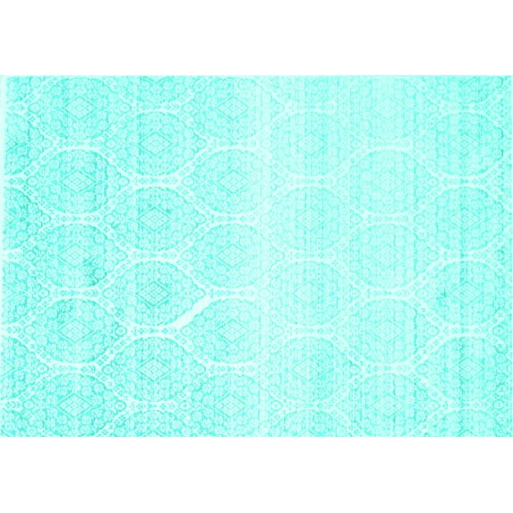 Ahgly Company Machine Washable Indoor Rectangle Abstract Turquoise Blue Contemporary Area Rugs, 5' x 8'