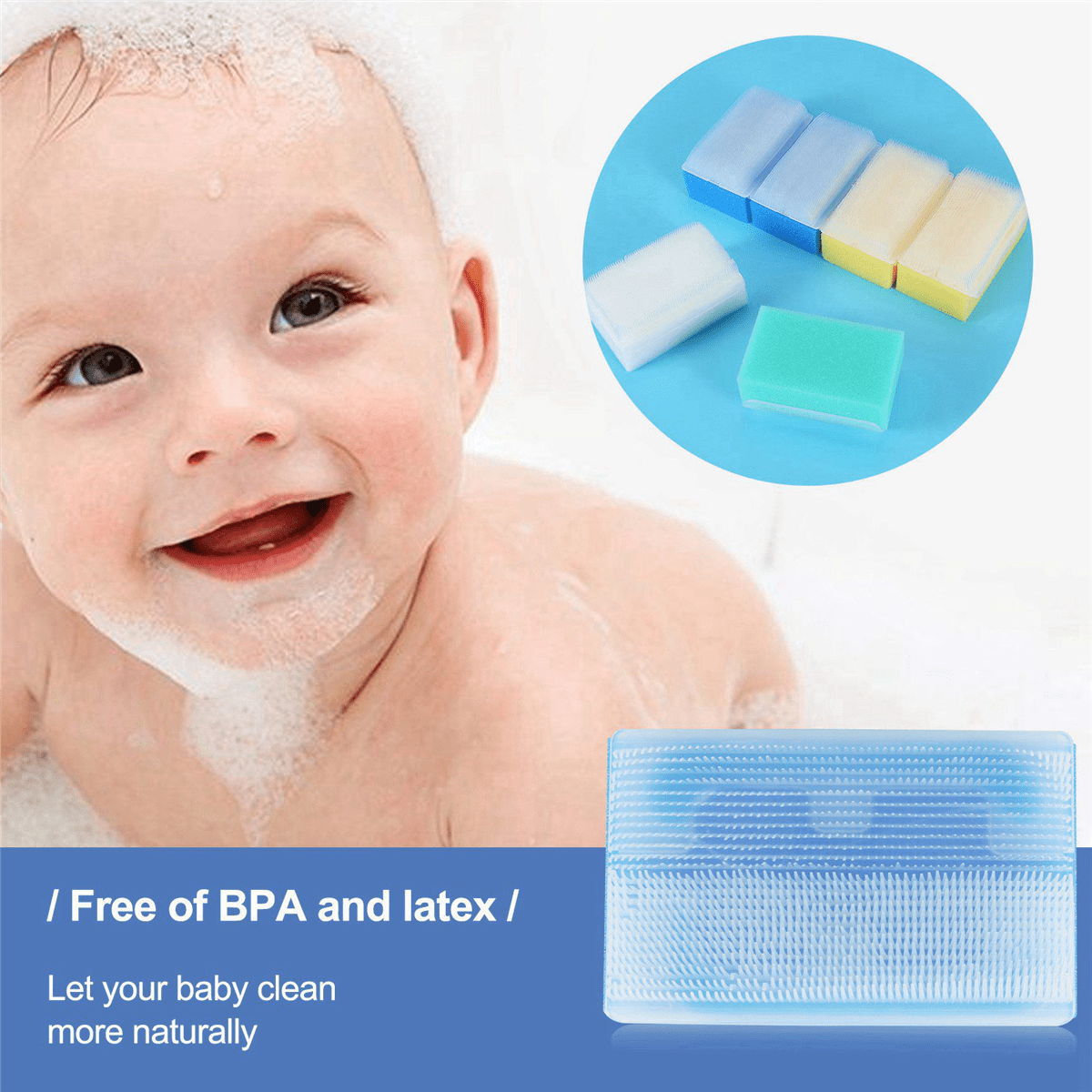 Baby  (24 Pieces) Soft Foam Washer with Cradle Cap Brush Body,Hair and Scalp Clean Gentle Baby Sensory Brush