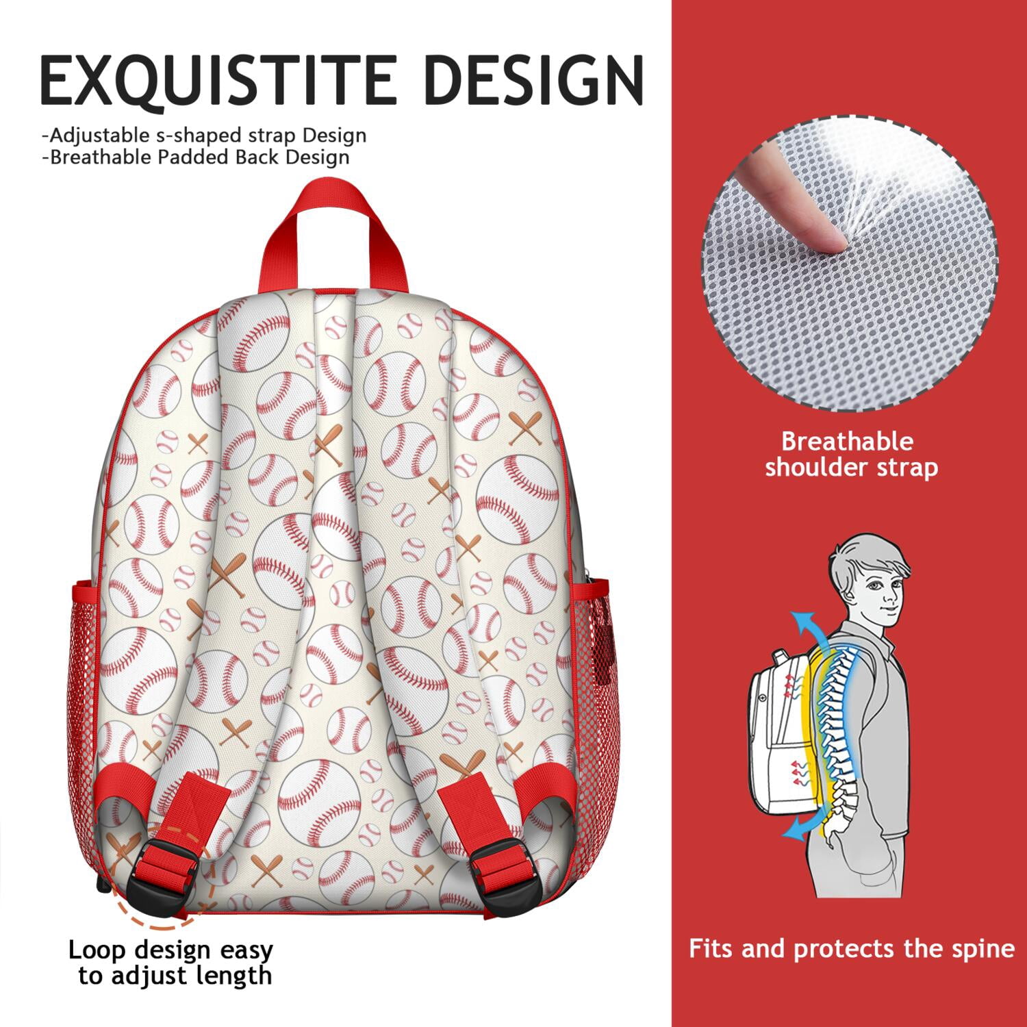 Waterproof Backpack for Students - Durable, Adjustable with Team Prints for Baseball, Football, and Soccer