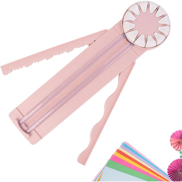 Cortador de bordes para manualidades de papel, cortador de papel giratorio 12 en 1, cortador de papel versátil de línea recta ondulada de disco, bordeador de papel de precisión con medidas, para posta