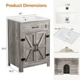 thumbnail image 3 of Ktaxon Farmhouse 24'' Bathroom Vanity Set with Sink Ceramic Top, Washed Grey (Split Two Packages for Delivery), 3 of 9