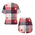 thumbnail image 5 of Qekee Heart Plaid Women's Pajama Set Short Sleeve Sleepwear Summer Home Wear with Pockets Soft Short Sleeve Shirt - Heart Plaid, 5 of 9