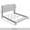 thumbnail image 5 of Castle Place LED Light Nailhead Trim Linen Upholstered Bookcase Bed, Charcoal Grey, King, 5 of 7