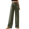 thumbnail image 2 of ClodeEU Women's High Waisted Wide Leg Pants，Casual Loose Elastic Waist Trousers With Pockets Army Green,Womens Plus XXL, 2 of 6