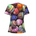 thumbnail image 4 of Naloa Easter Eggs1 Print T-Shirts Short Sleeve V Neck Tees for Women Fashion Tops Trendy Lightweight Soft Casual Summer Outfits Clothes, 4 of 5
