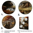 thumbnail image 3 of Designart "The Mill Beside the Falls A Grey and Red Scene" Cityscapes Floater Framed Wall Decor, 3 of 7