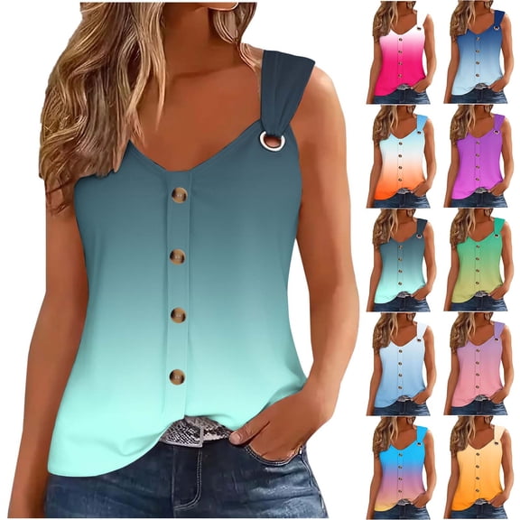 Ahuyic Womens Sleeveless Top,Tank Tops for Women,Womens Solid Color Camisole Sleeveless T-shirt Loose Tank