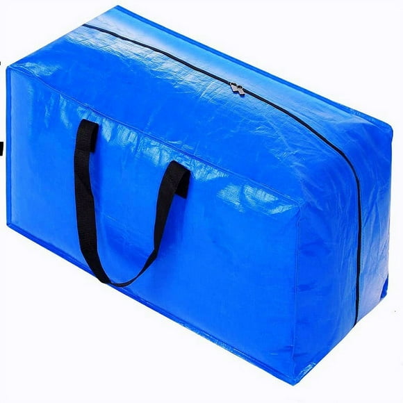 ShenMo Heavy Duty Extra Large Storage Bags, Blue Moving Bags Totes with Zippers for Clothing Blanket Storage, Dorm College Moving Supplies Boxes, Clothes Storage Bins Compatible with Ikea Frakta Cart, 4 Pack
