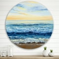 thumbnail image 2 of Designart 'Ocean Waves At Sunrise' Nautical & Coastal Circle Metal Wall Art 36x36 - Disc of 36, 2 of 5