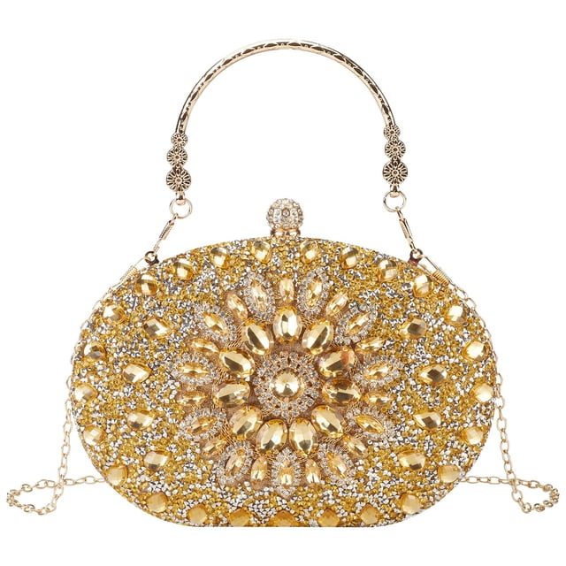 Bolso de mano Suhatjia Gold con strass para mujer