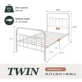 thumbnail image 6 of Amolife Twin Bed Frame, Metal Platform Bed with Vintage Curved Iron-Art Headboard, Easy Assembly, White, 6 of 7