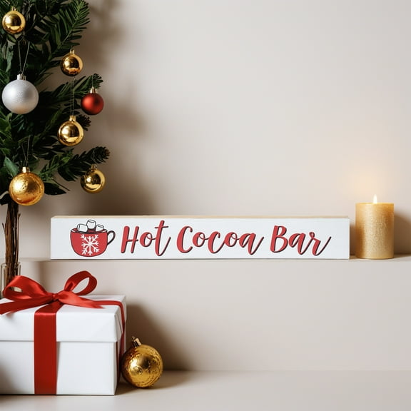 Parisloft Hot Cocoa Bar Sign Wooden Tabletop Sign