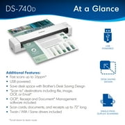 Brother DS-740D Duplex, Compact, Mobile Color Document Scanner, Desk Saving Design