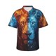 thumbnail image 1 of Fotbe Red And Blue Fire Lion Camisa Hawaiana para Hombre Unisex – Camisa Casual de Verano con Botones de Manga Corta de Algodón y Lino,3X-Large, 1 of 7