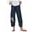 Navy, variant on Aoochasliy Womens Pants Petite Women's summer casual loose cotton and linen embroidered wide-leg pants