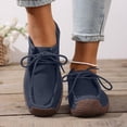 thumbnail image 2 of Women’s Suede Lace Up Loafers, Lightweigh Casual Style Casual Boat Shoes, Slip On Comfort Walking Flats Dark Blue-Q 8.5(42), 2 of 7