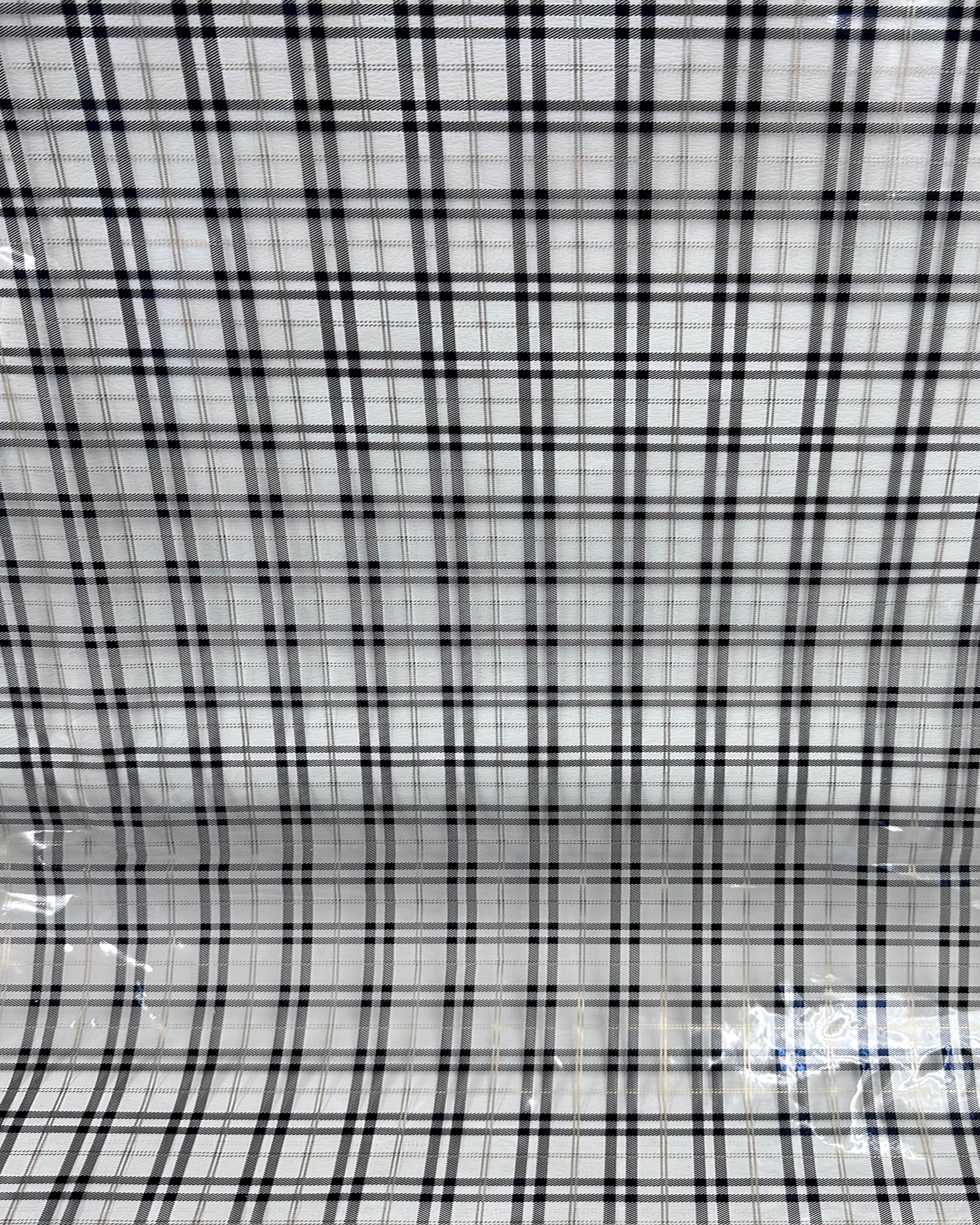 FABRIC EMPIRE TRANSPARENT Vinyl TPU Plaid Print Waterproof .15mm Flexible Clear plastic/54"W/ Sold By Continuous Yard- for Luggages, Garments, Raincoats