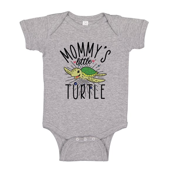 Mommy's Little Turtle Baby Bodysuit One Piece NB Athletic Heather