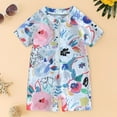 thumbnail image 2 of Nwiuh Toddler Boy Girl Short Sleeve One Piece Zipper Watercolor Swimsuit Romper Jumpsuit Beach Bathing Suit (Sky Blue, 18-24 Months), 2 of 3