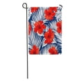 thumbnail image 1 of KDAGR Green Hibiscus Tropical Flowers and Palm Leaves on Pattern Aloha Garden Flag Decorative Flag House Banner 12x18 inch, 1 of 2