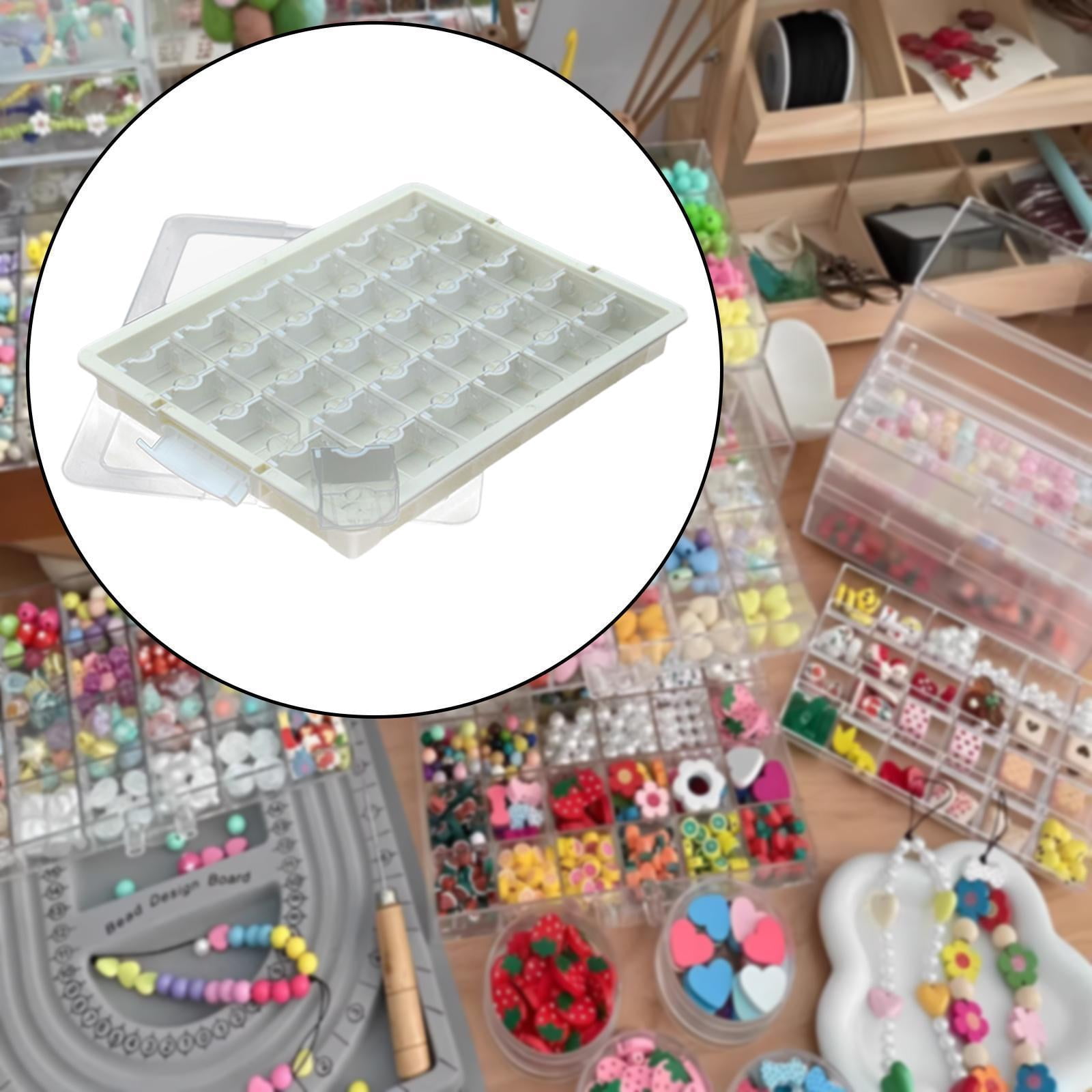 Abbraccia Bead Storage Box Bead Organizer Box Supplies Clear Container, Stackable for Beads Charms Arts and Crafts Jewelry Finding Nail 30 Grid