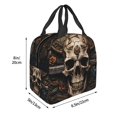 thumbnail image 3 of Disketp Metal Style Horned Skull for Insulated Lunch Bag for Women and Men, Perfect for Work, Hiking, Picnic, 3 of 8