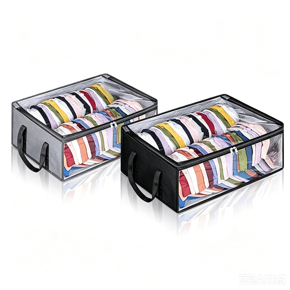 2 Pack Hat Storage Box for Baseball Snapback Caps, Large 16 Inch Closet Organizer Holds 40 Hats, Breathable Non-Woven Fabric Grey & Black for Fitted Ball Cap Storage