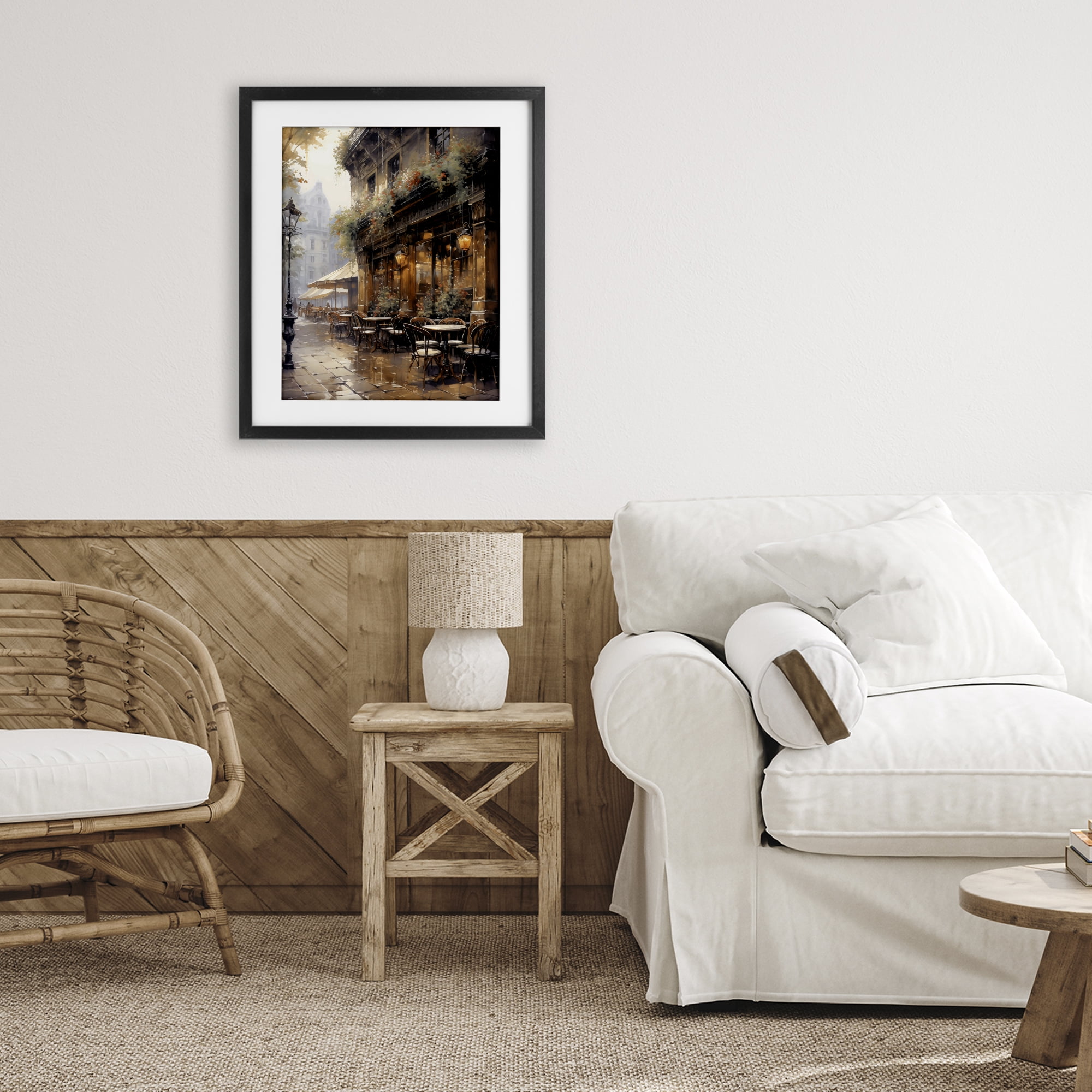 Stupell Industries Paris Street Cafe in Rain Black Framed Print Under Glass, design by Creative Studio
