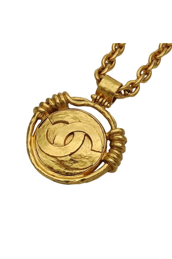 Pre-Owned Chanel CHANEL necklace Coco Mark women's men's brand metal GP gold round... (Good)
