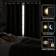 thumbnail image 3 of 4 Panels 100% Blackout Curtains 52x84 Inch, Grommet Window Curtains for Bedroom & Living Room, Blue, 3 of 8