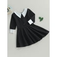 thumbnail image 3 of Kids Girls Black Halloween Dresses Long SleevePeter Pan Collar A-line Princess Dress, 3 of 8