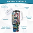 thumbnail image 2 of Yayeee 40oz Stainless Steel Tumbler with Straw and Handle Double-Wall Insulated Travel Water Bottle, Blue Plants Window, 2 of 8