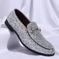 thumbnail image 4 of COSIDRAM Men's Glitter Dress Shoes Metallic Sequins Tuxedo Luxury Gold Buckle Loafers Slip-on Wedding Party Shoes, 4 of 6