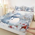 thumbnail image 3 of Homewish Kawaii Xmas Snowman Snowflake 4 Pieces Queen Sheet Sets for Kids Children Teens,Red Sparrows Ultra Soft Flat Sheet,Merry Christmas Queen Fitted Sheet,Lightweight Room Decor, 3 of 7