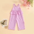 thumbnail image 2 of Faraee Toddler Baby Girl Clothes Ruffles Striped Romper Jumpsuit Suspender Pants Bib Overalls Spring Summer Outfits Pink 18-24 Months, 2 of 5