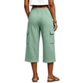 thumbnail image 5 of Cargo Capri Pants for Women with Pockets Straight Leg Loose Fit Drawstring Waisted Casual Capris, 5 of 6