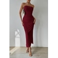 thumbnail image 4 of Vestido PRETTYGARDEN Maxi Tubo Strapless Vino Rojo XL, 4 of 7