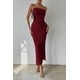 thumbnail image 4 of Vestido PRETTYGARDEN Maxi Tubo Strapless Vino Rojo XL, 4 of 7