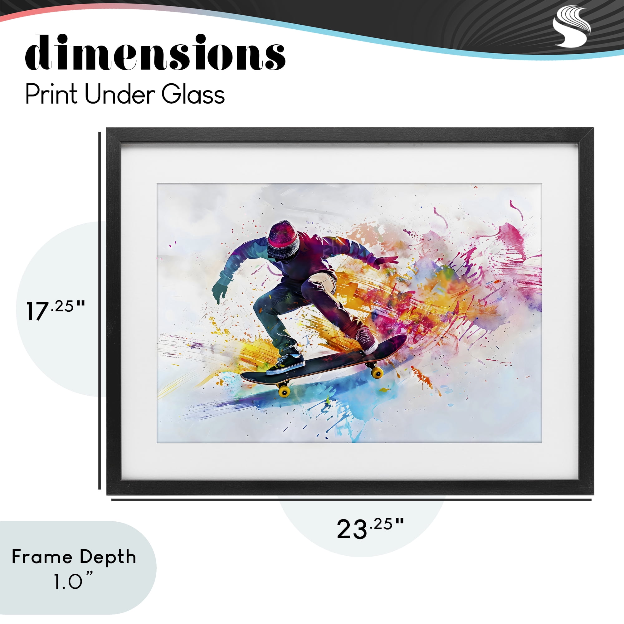 Stupell Industries Skateboarder in Motion Black Framed Print Under Glass, design by Creative Studio