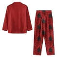 thumbnail image 3 of Men’s Long Sleeve Button Down Pajama Set, Soft Red Sleepwear with Halloween Castle Print Pants, Comfortable Loungewear, 3 of 4
