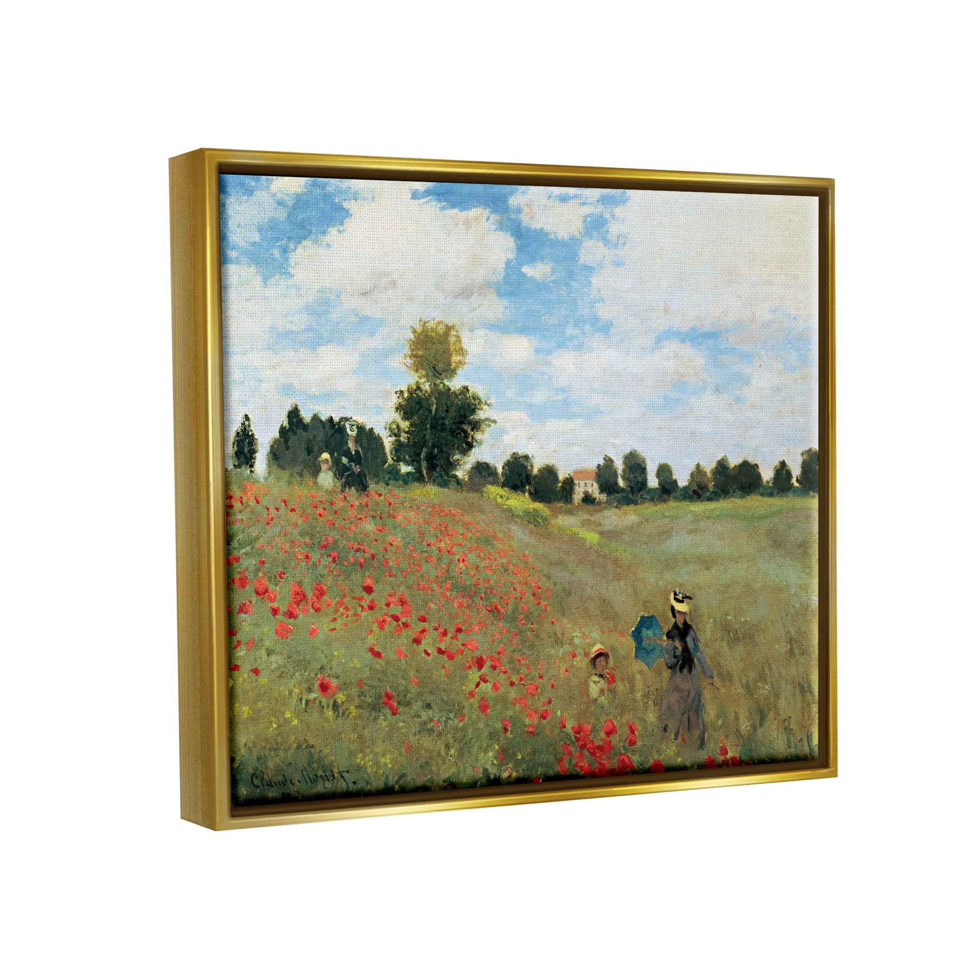Stupell Industries The Poppy Field Monet Classic Painting Metallic Gold Framed Floating Canvas Wall Art, 24x30, by Claude Monet