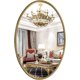 thumbnail image 1 of Espejo de pared ovalado para baño, 26 x 39 pulgadas, marco de abalorio de metal dorado envejecido, espejo decorativo para recámara, sala de estar, entrada, 1 of 13