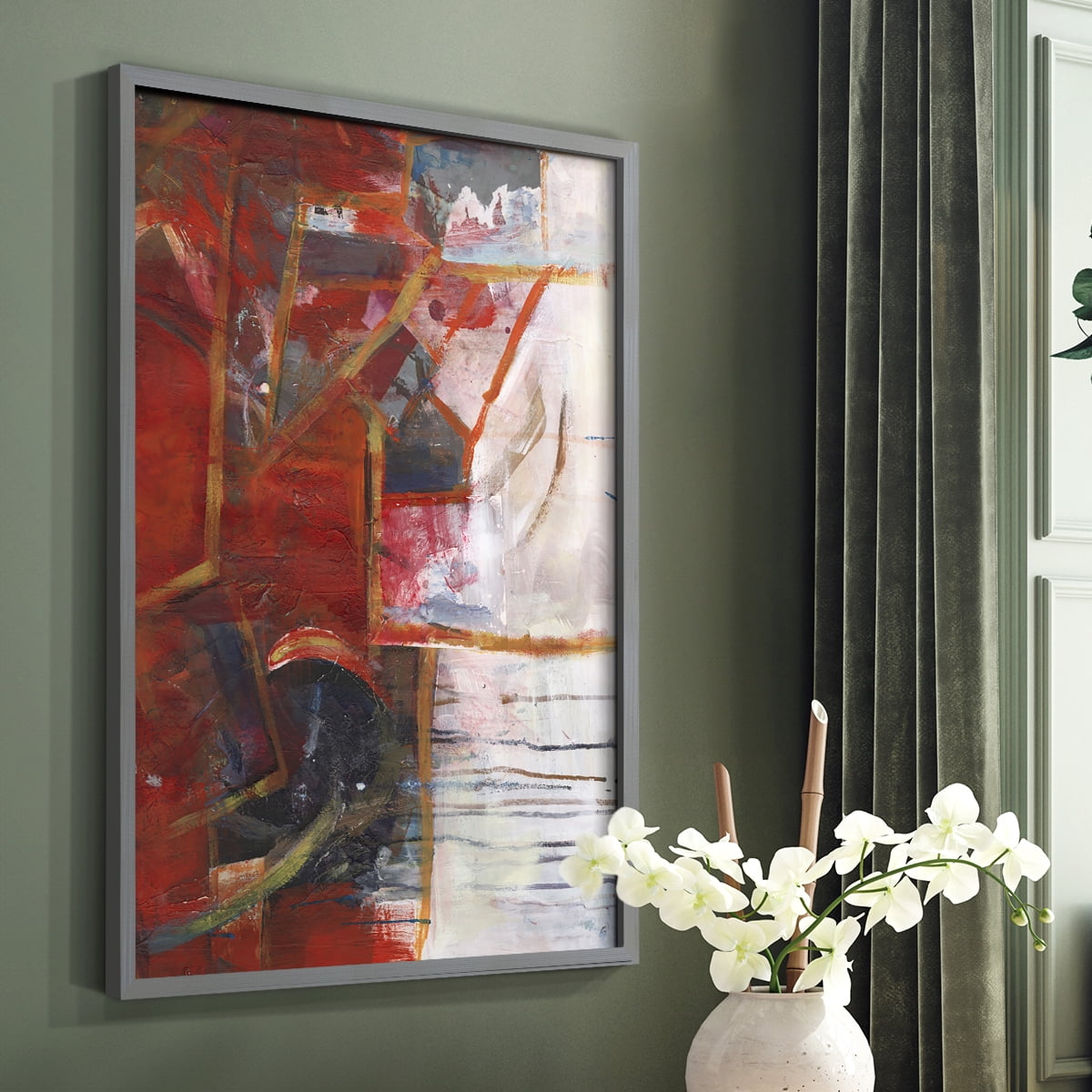 City Life IV Framed Print in Gray Solid Wood Framed Print No Nail Hanging