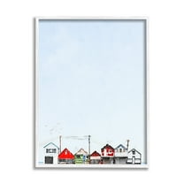 Stupell Coastal Beach Shacks Sky View Landscape Painting White Framed Art Print Wall Art