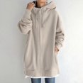 thumbnail image 1 of Sentuca - Abrigos ligeros de talla grande para mujer, chaquetas largas con cremallera, finas, para otoño e invierno, color caqui, talla L, 1 of 6