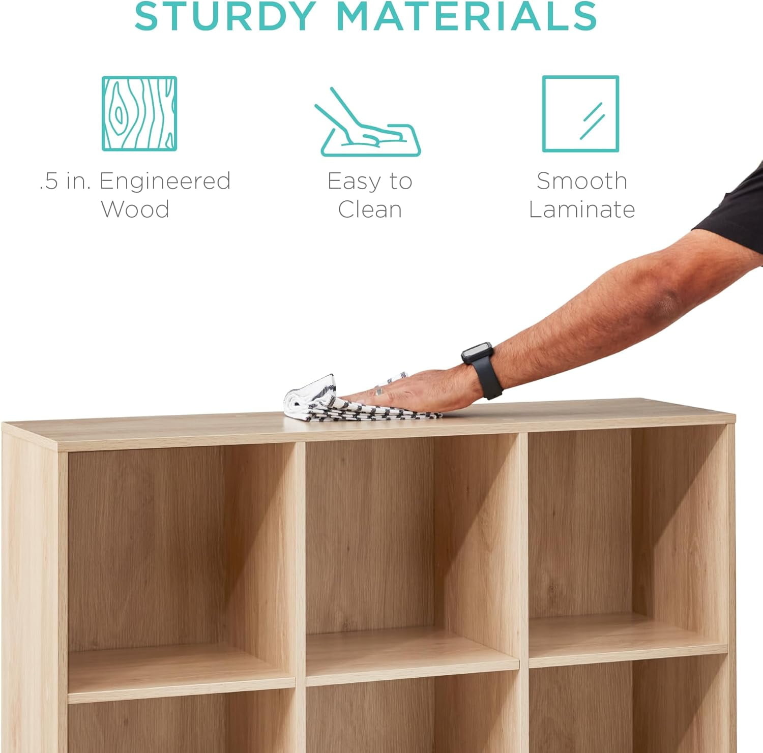 9-Cube Storage Organizer, 11in Shelf Opening, Bookcase, Display Shelf, Customizable w/ 3 Removable Back Panels - Light Oak