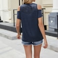 thumbnail image 4 of Jalioing Summer Tunic Shirts for Women Cold Shoulder Short Sleeve Hollowed Fashion Tops Casual Trendy Blouses, 4 of 9
