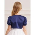 thumbnail image 4 of Haitryli Kids Girls Sparkly 3D Applique Bolero Shrug Short Puff Sleeve Cardigan Cover up Navy Blue 6, 4 of 7