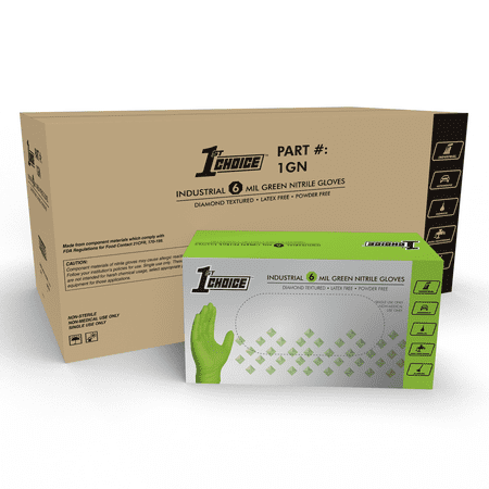 

1st Choice Green Nitrile Disposable Gloves 6 Mil Textured X-Large 1000