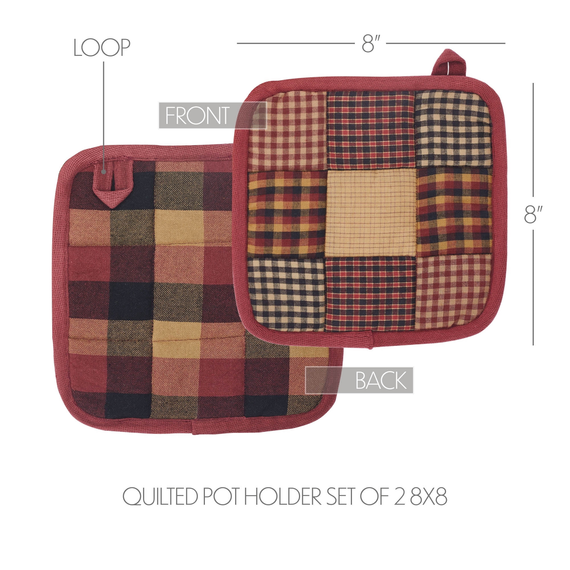 VHC Brands Heritage Farms 4PC Set 2 Oven Mitts and 2 Pot Holders